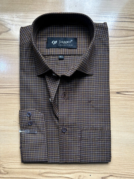 MFS627 Brown Formal Dress Shirt For Men
