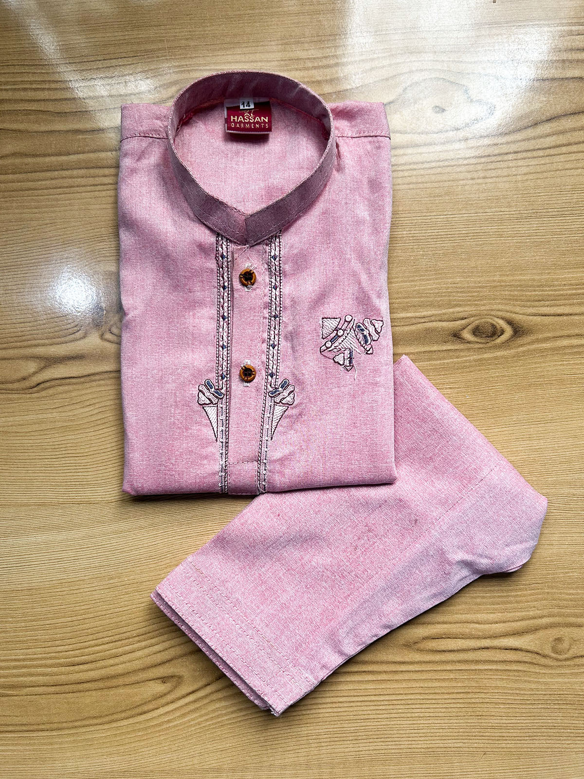 2Yrs - 14Yrs Light Pinkish Red Kameez Shalwar Suit For Boys BKS214