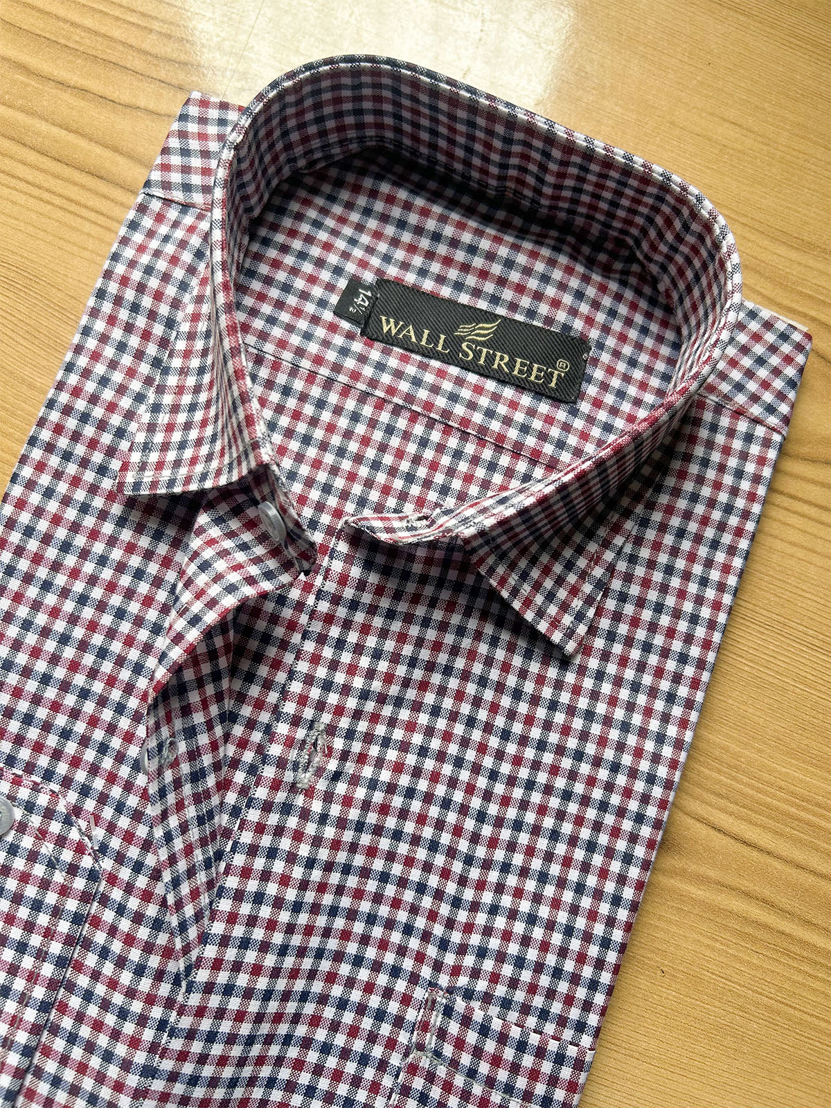 MFS666 Red Checkered Formal Dress Shirt For Men
