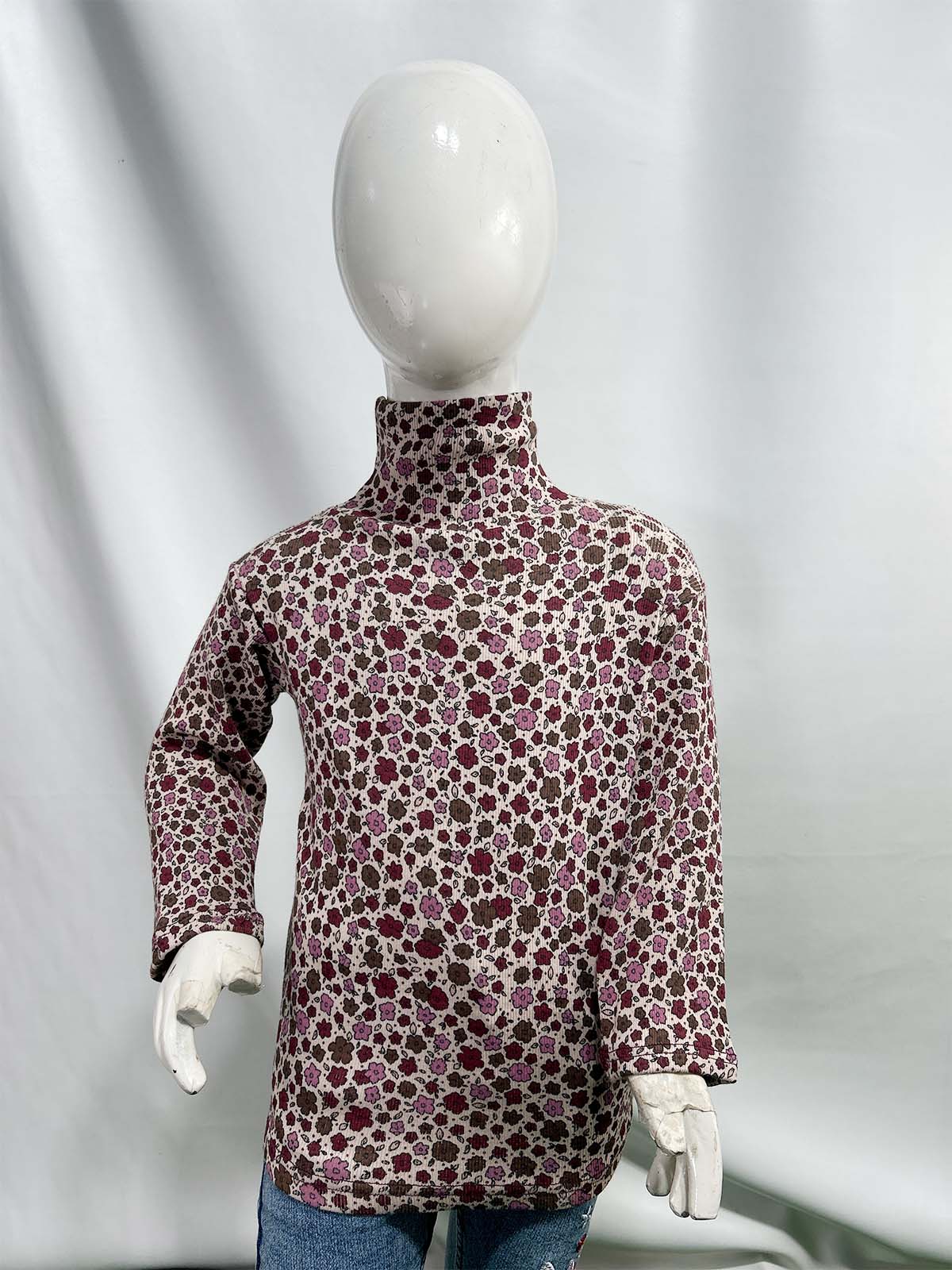 1.5Yr - 5Yrs Maroon Floral High Neck For Girls TB GHN07