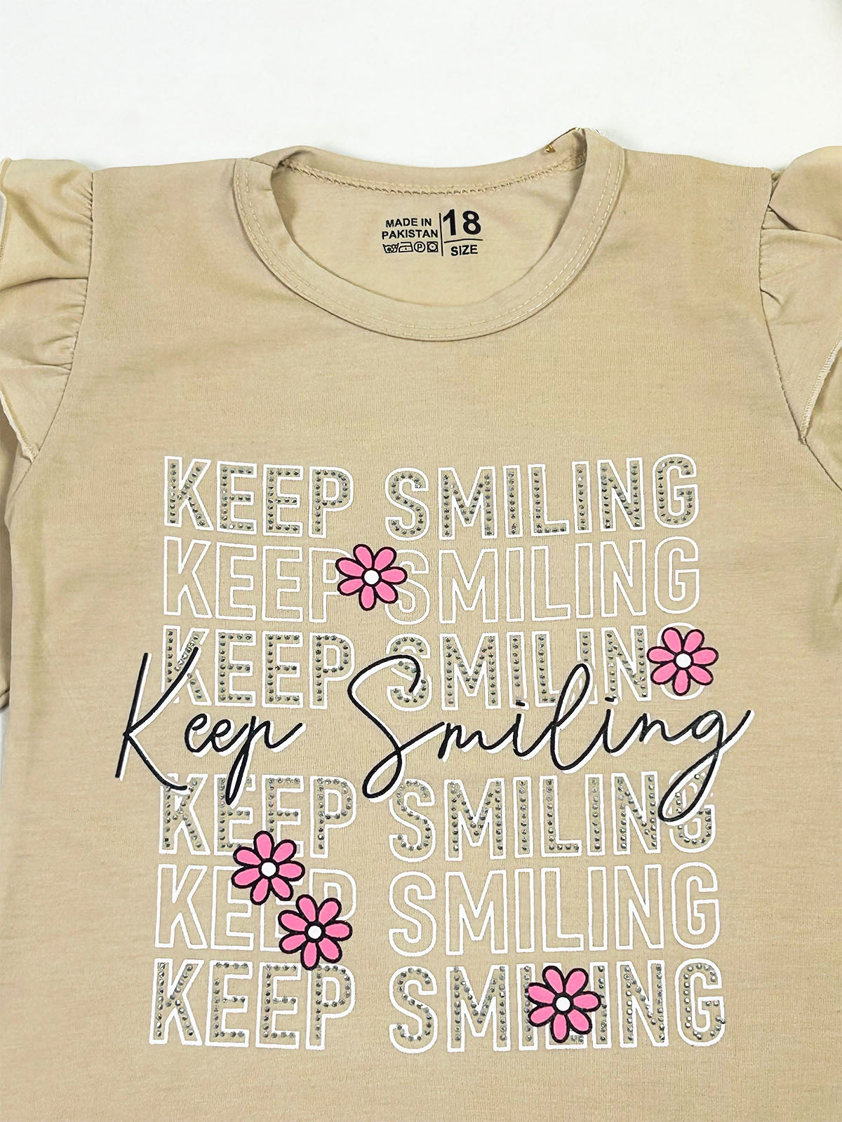 3Yrs - 8Yrs Keep Smiling Fawn T-Shirt For Girls GTS146