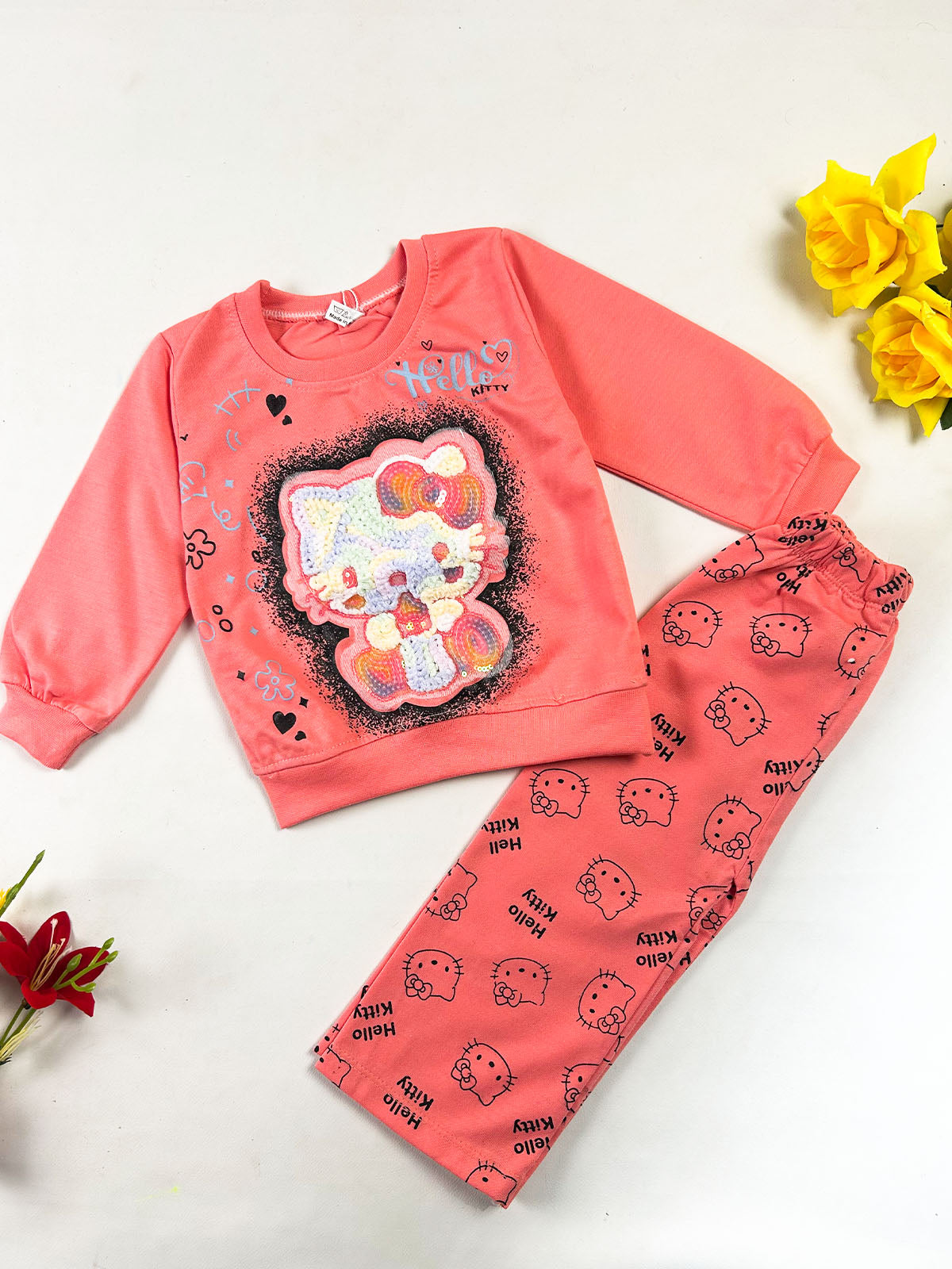 1Yr - 4Yrs Pink Kitty Suit For Girls GS606