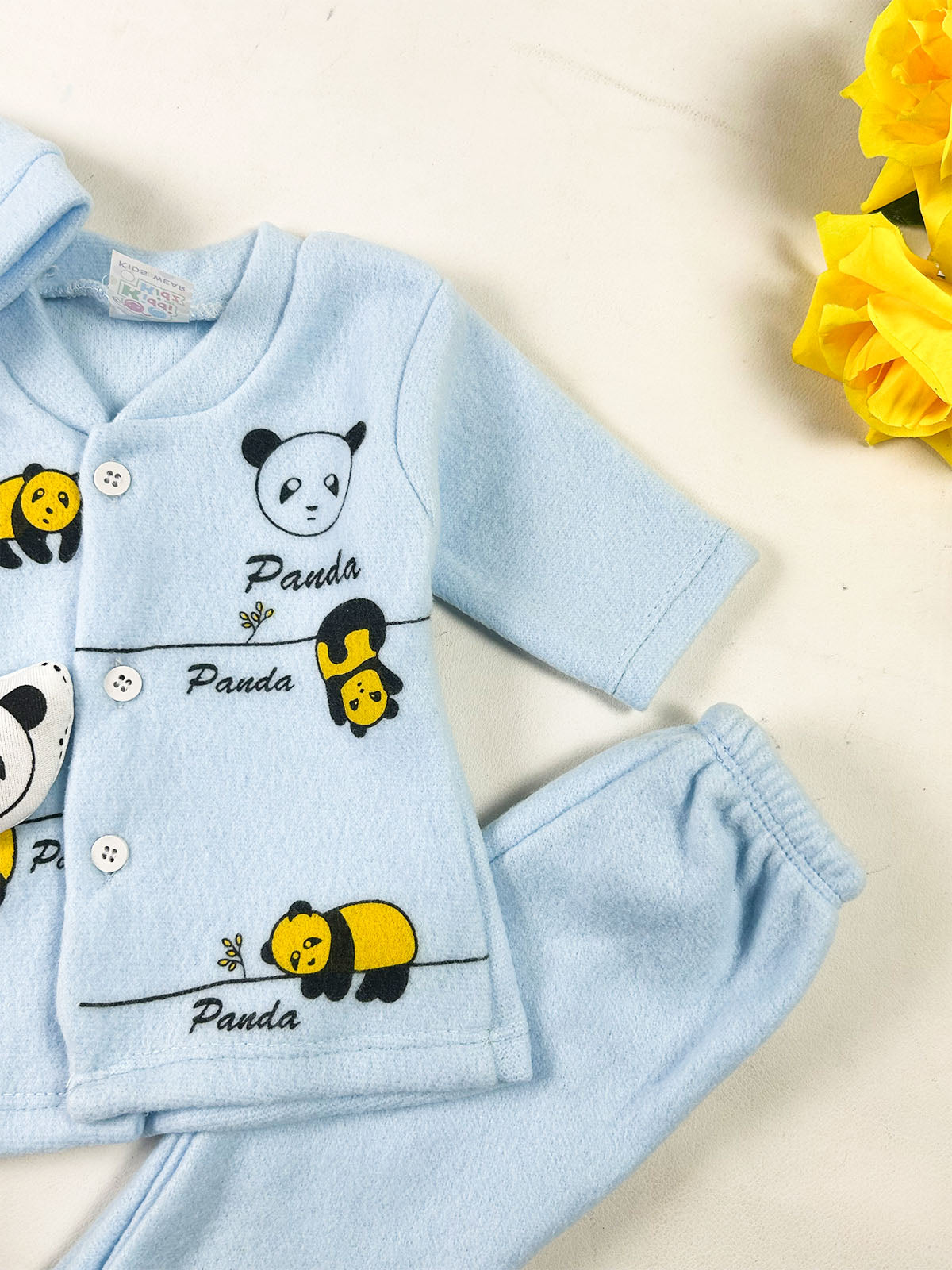 0Mth - 3Mth Panda Sky Blue Fleece Baba Suit For Newborn NBS845
