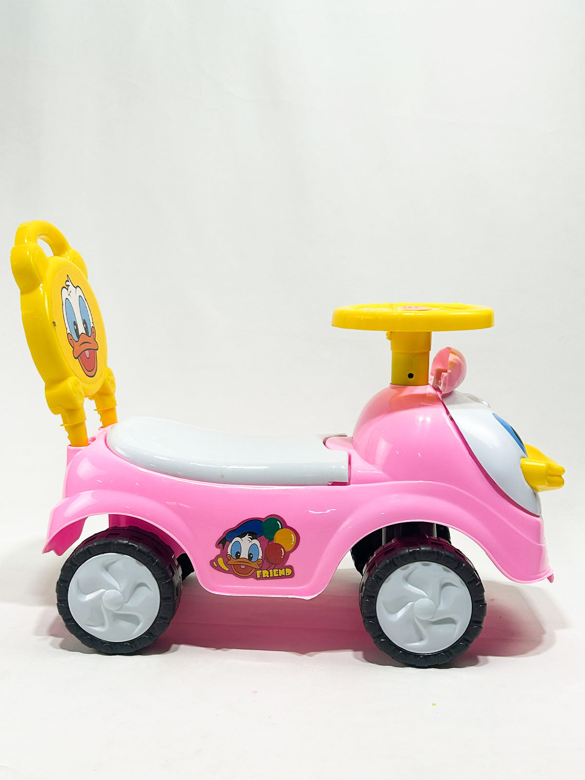 Duck Design Kids Ride-On Push Car with Steering Wheel – Pink & Yellow