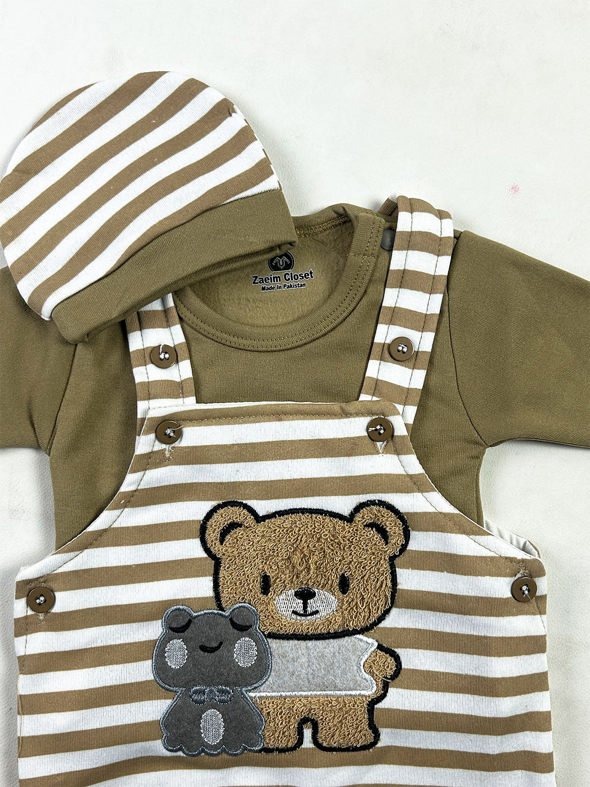 0Mth - 3Mth Bear Brown Fleece Romper For Newborn NBR196