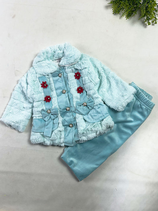 0Mth - 6Mth Baby Blue Velvet Baby Suit For Newborn NBS864