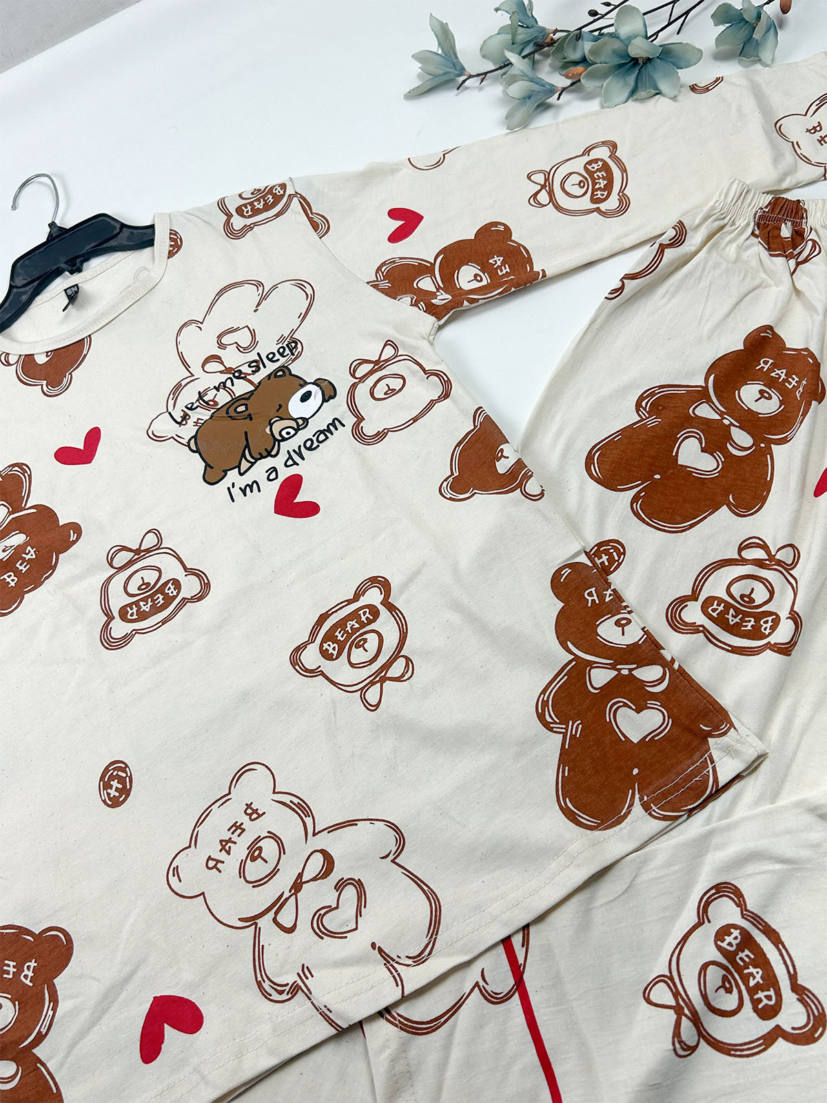Bear Light Brown Night Suit For Women/Girls WNS76