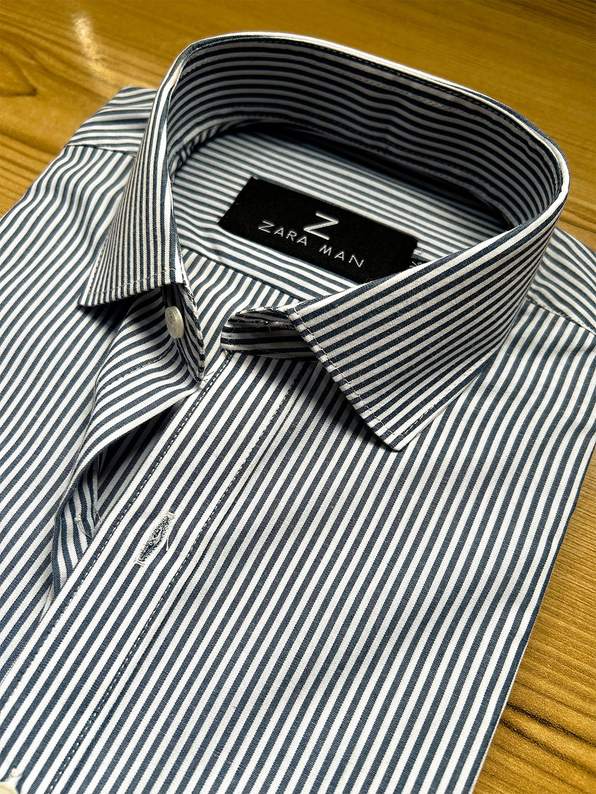 MFS673 Black Lined Formal Dress Shirt For Men