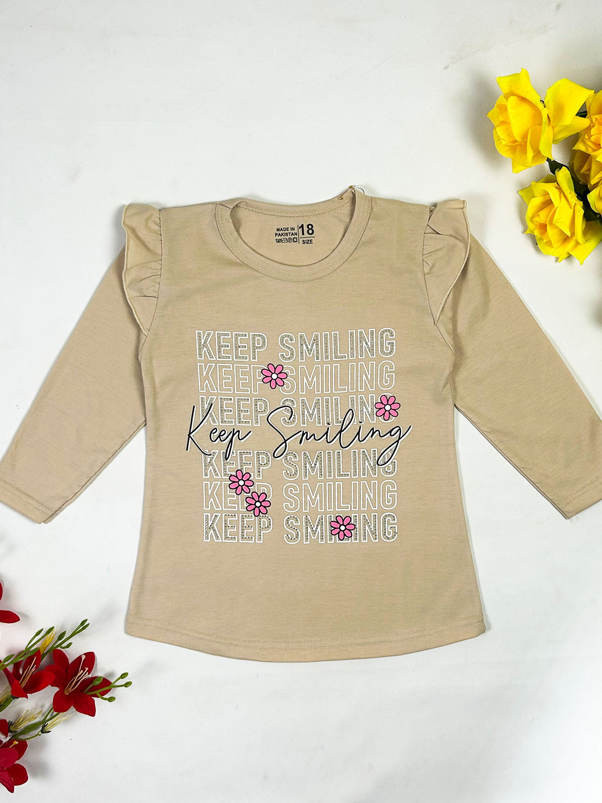 3Yrs - 8Yrs Keep Smiling Fawn T-Shirt For Girls GTS146