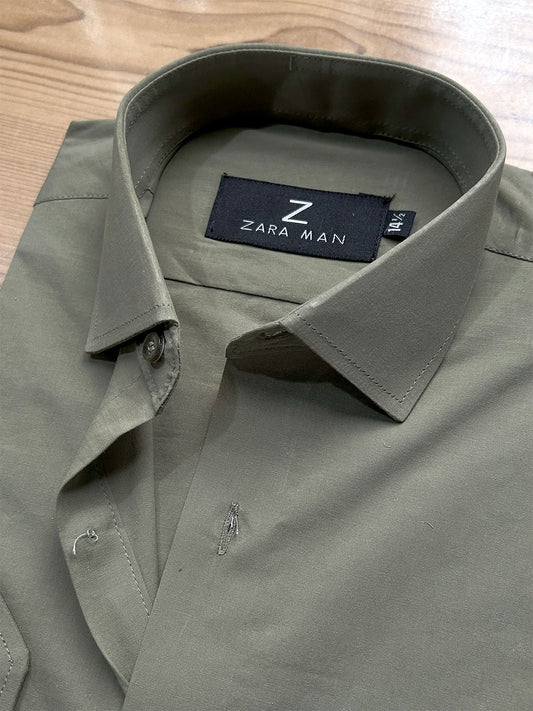 MFS720 100% Cotton Sage Olive Green Formal Dress Shirt For Men