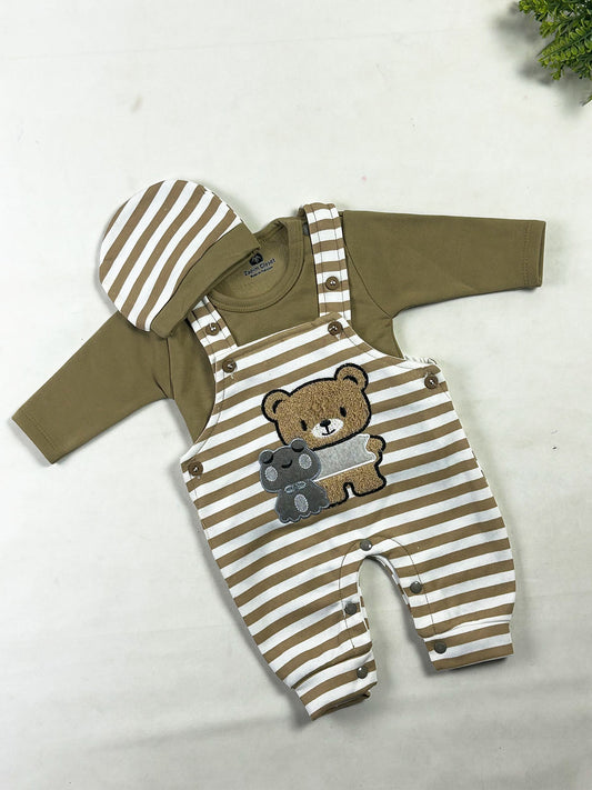 0Mth - 3Mth Bear Brown Fleece Romper For Newborn NBR196