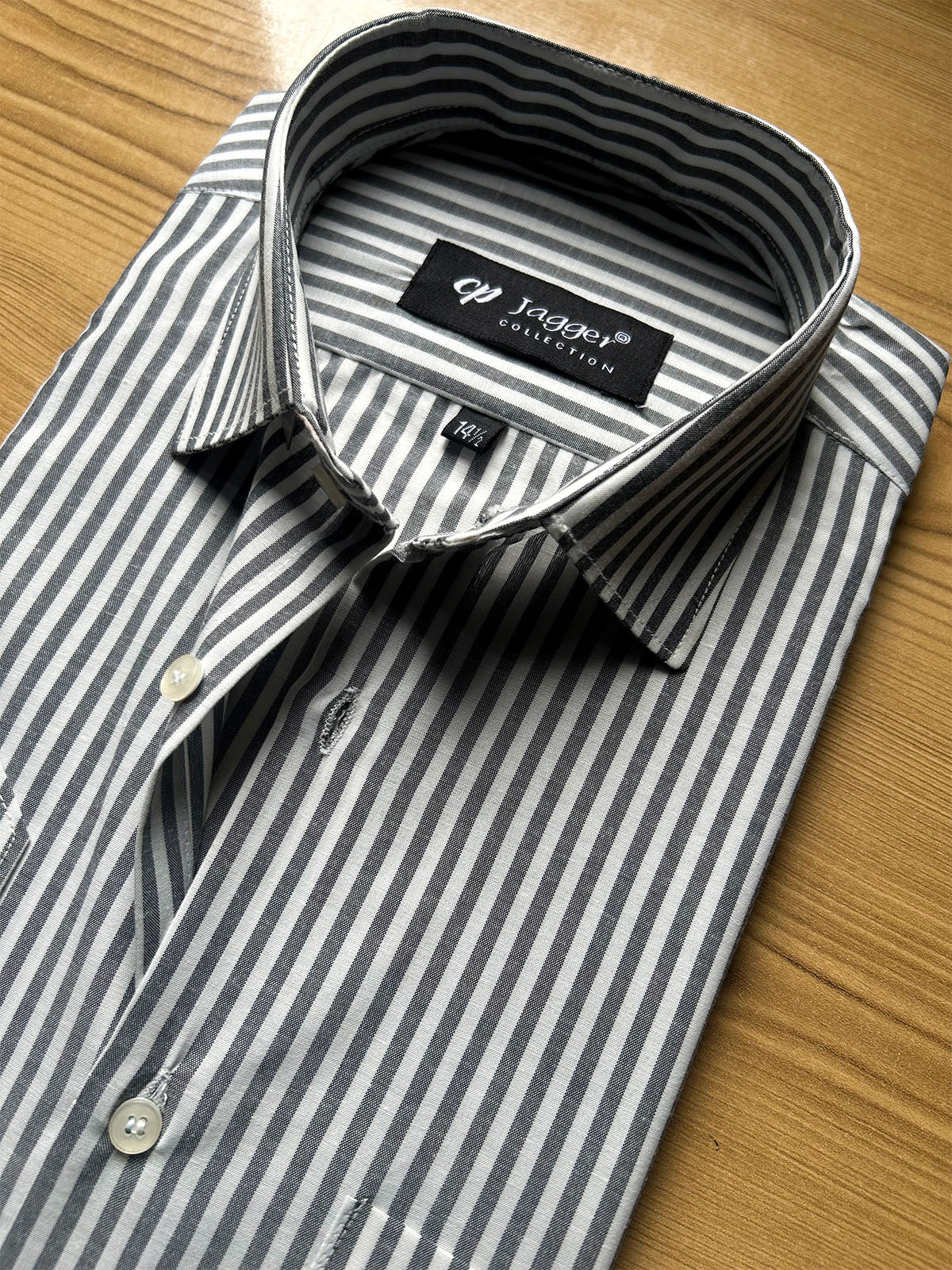 MFS637 Grey Lined Formal Dress Shirt For Men