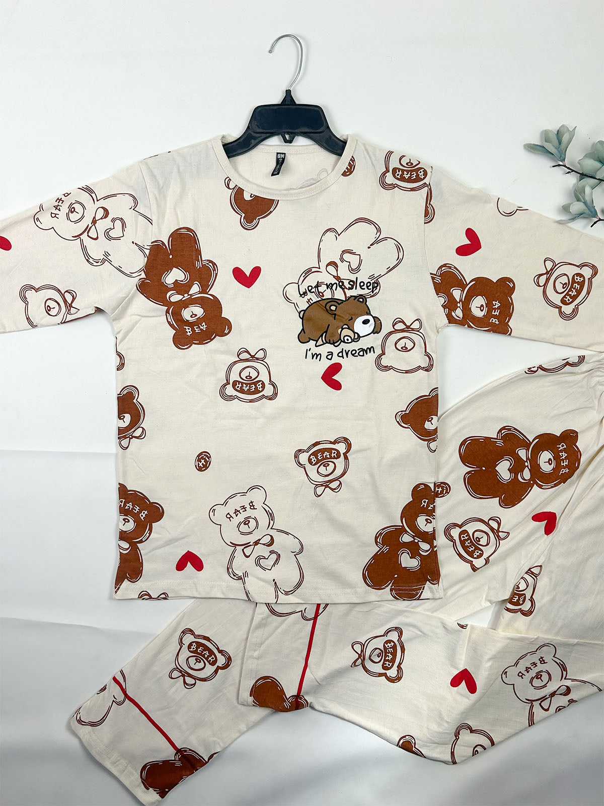 Bear Light Brown Night Suit For Women/Girls WNS76