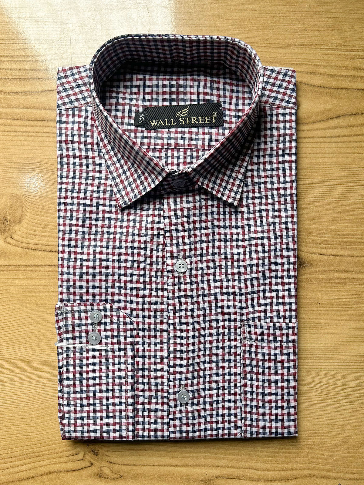 MFS666 Red Checkered Formal Dress Shirt For Men