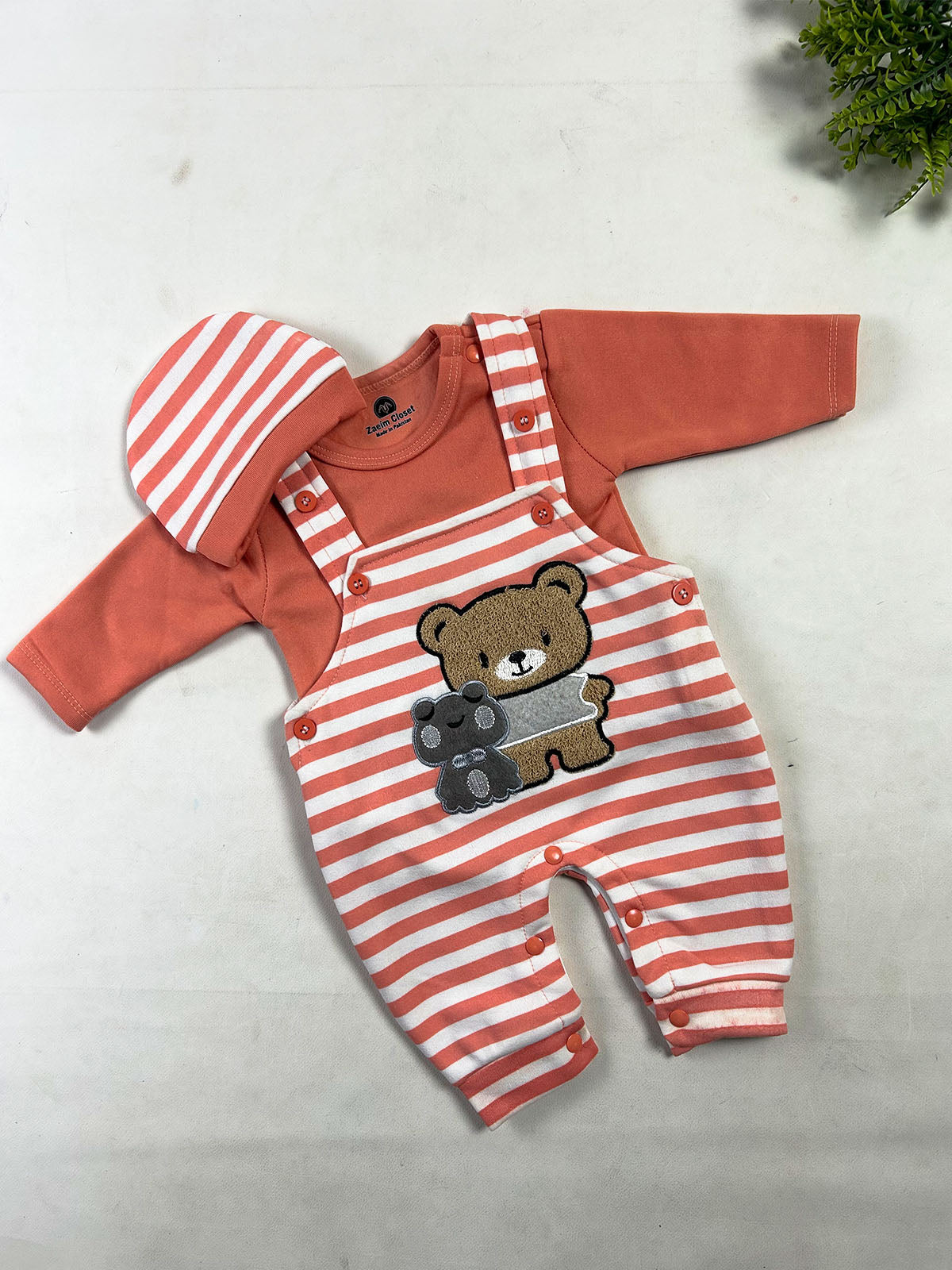 0Mth - 3Mth Bear Orange Fleece Romper For Newborn NBR197