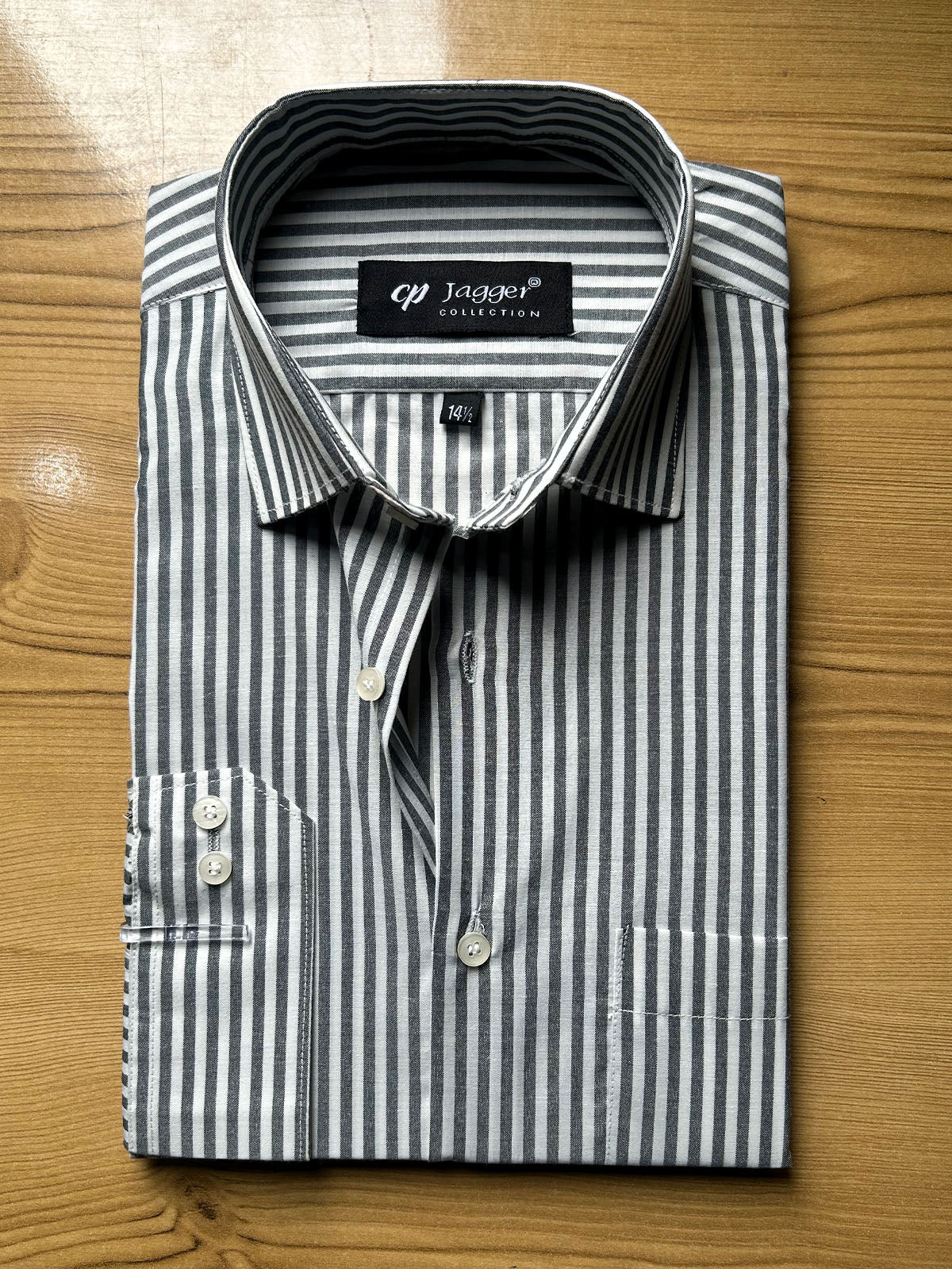 MFS637 Grey Lined Formal Dress Shirt For Men