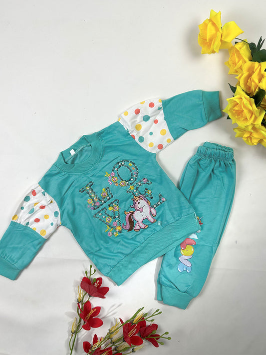 1Yr - 4Yrs Love Sea Green Suit For Girls GS564