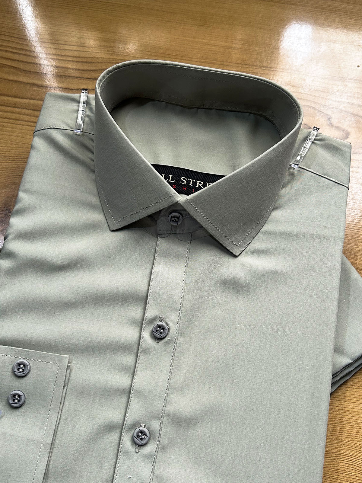029 MSK550 Sage Green Plain Stitched Shirt Collar Shalwar Kameez for Men
