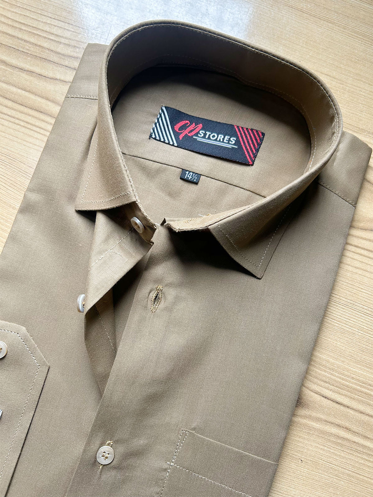 MFS665 Brown Plain Formal Dress Shirt For Men