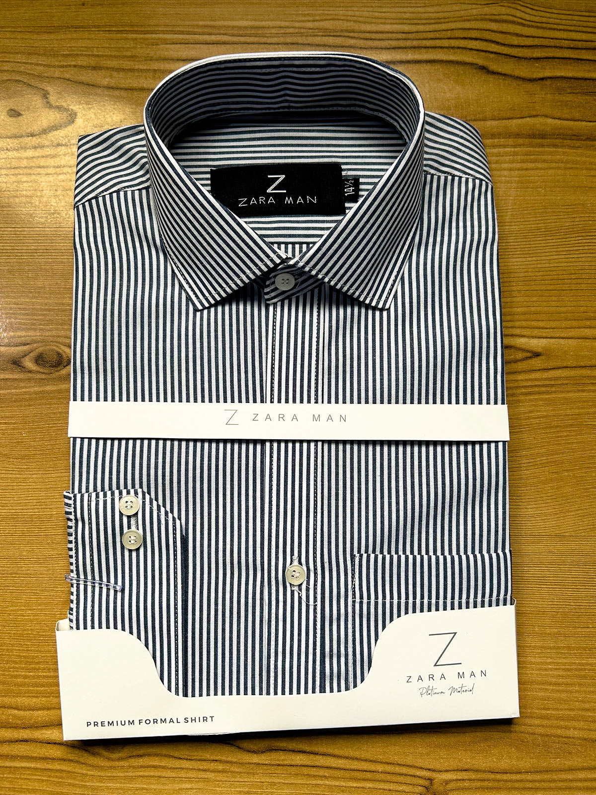 MFS673 Black Lined Formal Dress Shirt For Men