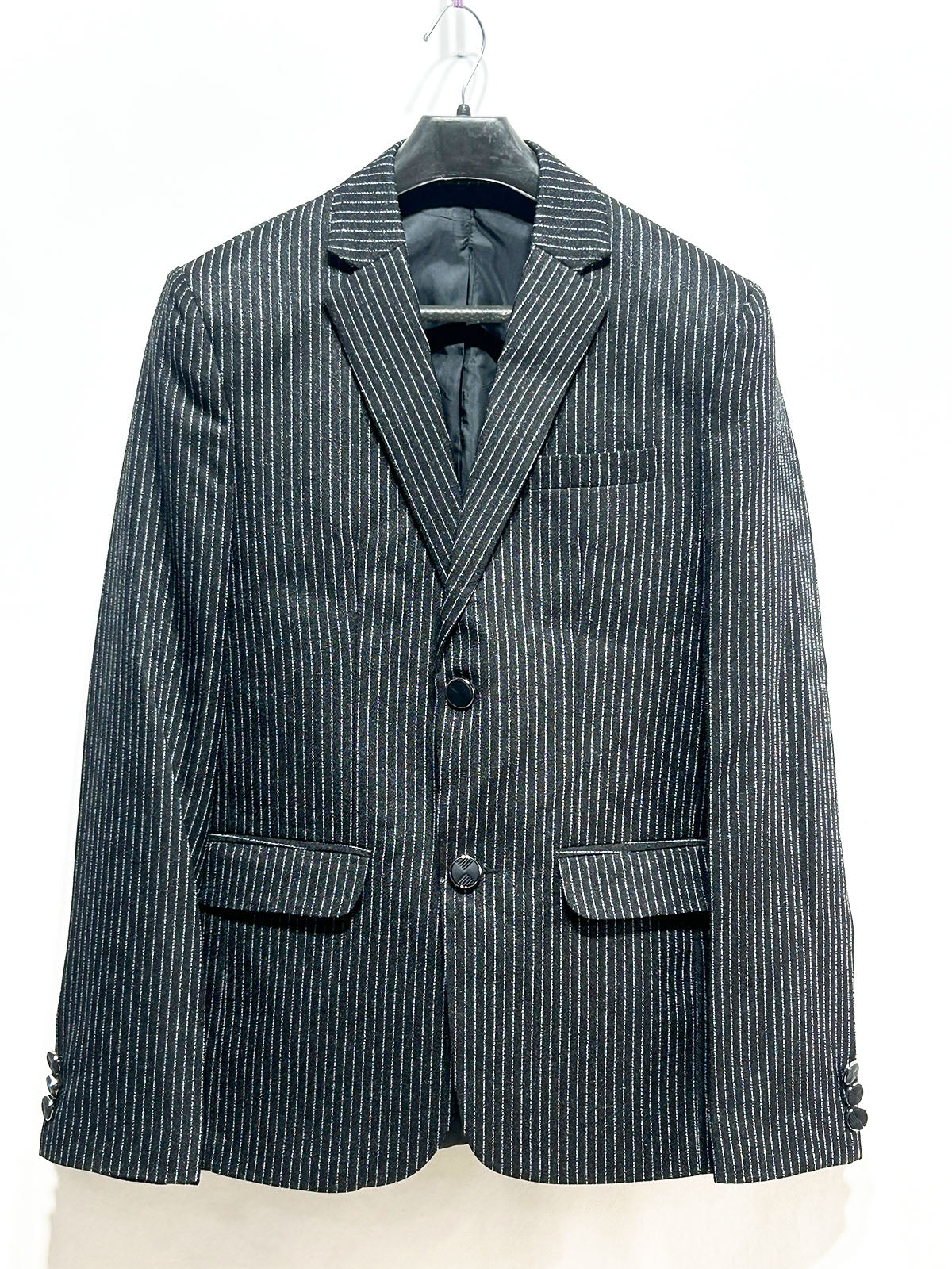 Charcoal Grey Pinstripe Casual Coat Blazer for Men
