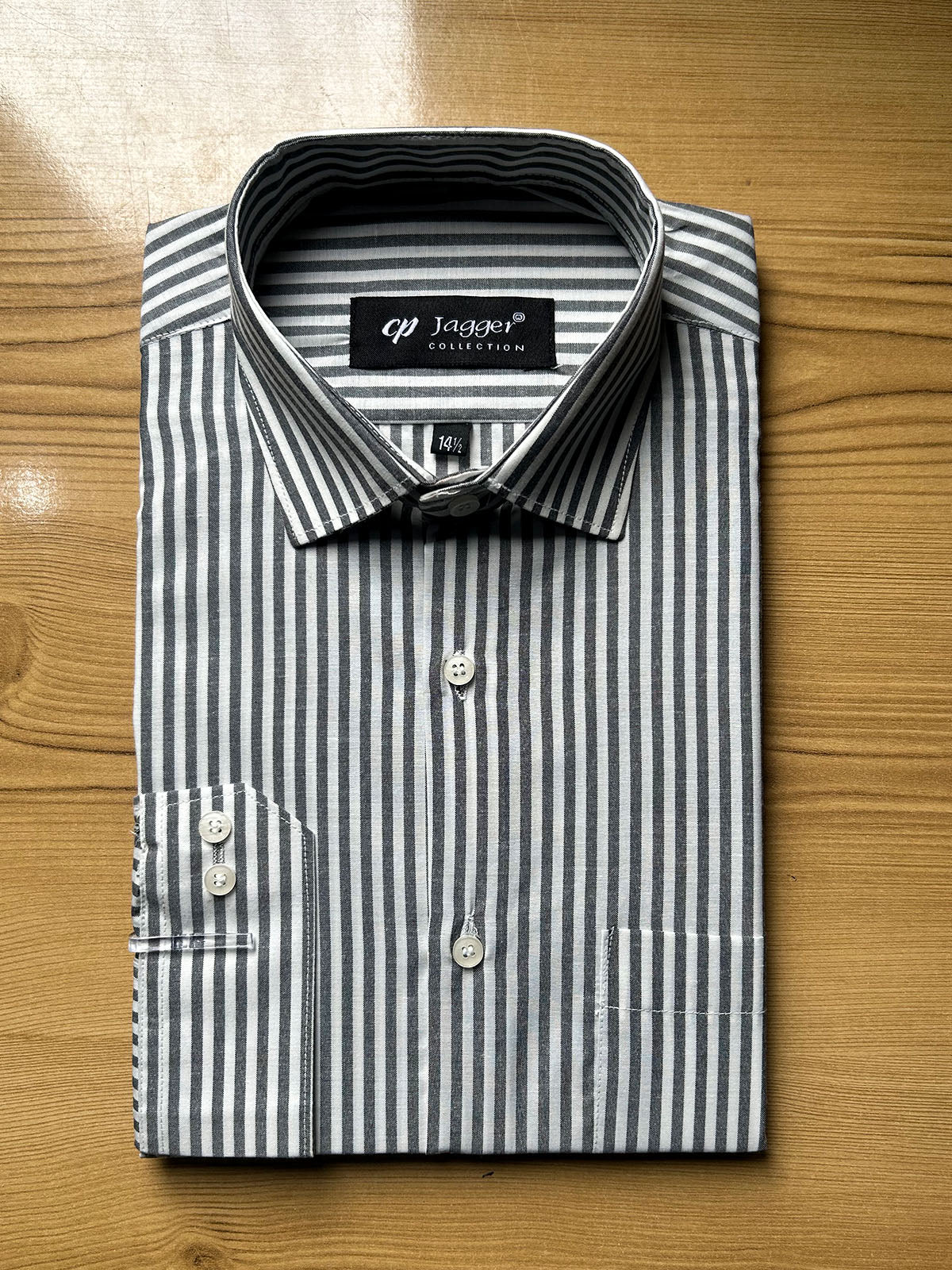 MFS637 Grey Lined Formal Dress Shirt For Men