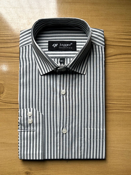 MFS637 Grey Lined Formal Dress Shirt For Men