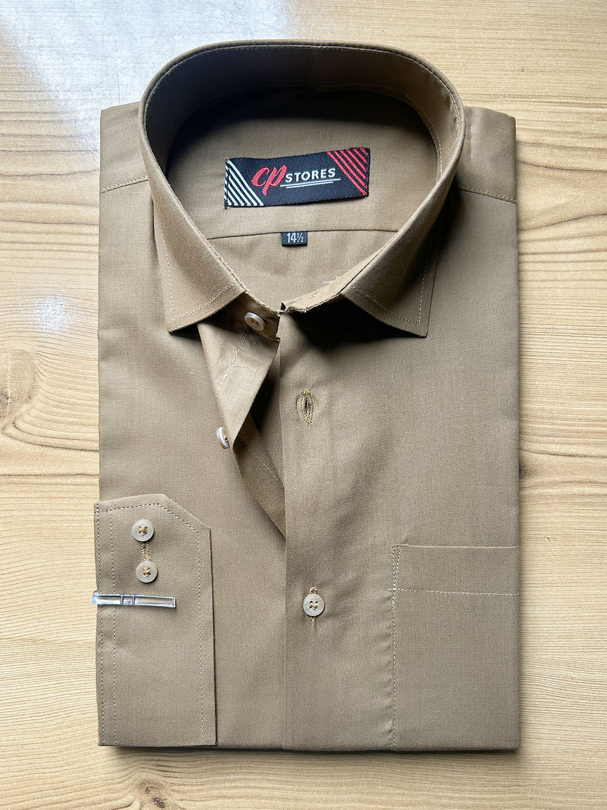 MFS665 Brown Plain Formal Dress Shirt For Men