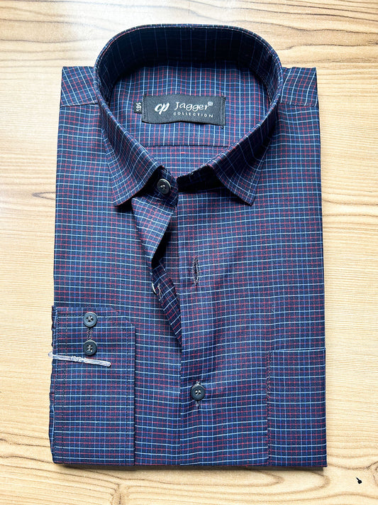 MFS692 Men's Formal Dress Shirt BB Mini Checks