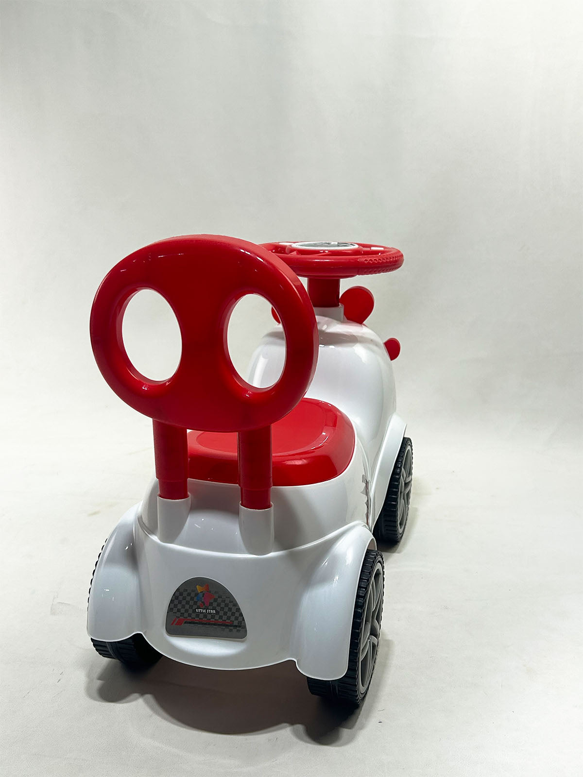 Cute Cartoon Character Kids Ride-On Push Car with Steering Wheel – Red & White