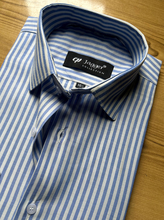 MFS636 Blue Lined Formal Dress Shirt For Men