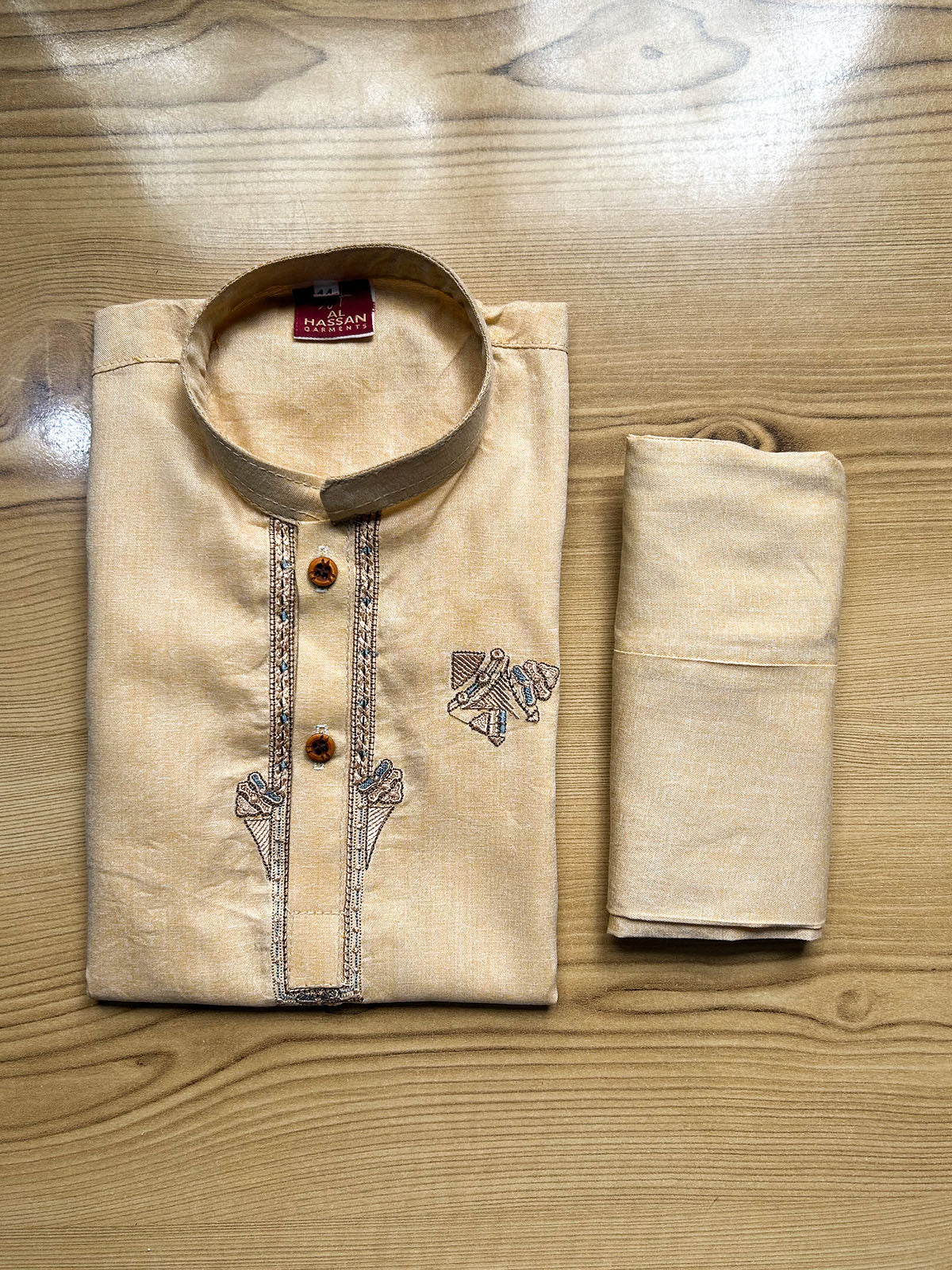 2Yrs - 14Yrs Light Fawn Kameez Shalwar Suit For Boys BKS216