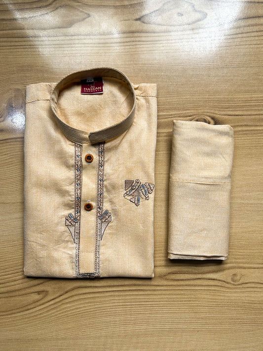 2Yrs - 14Yrs Light Fawn Kameez Shalwar Suit For Boys BKS216