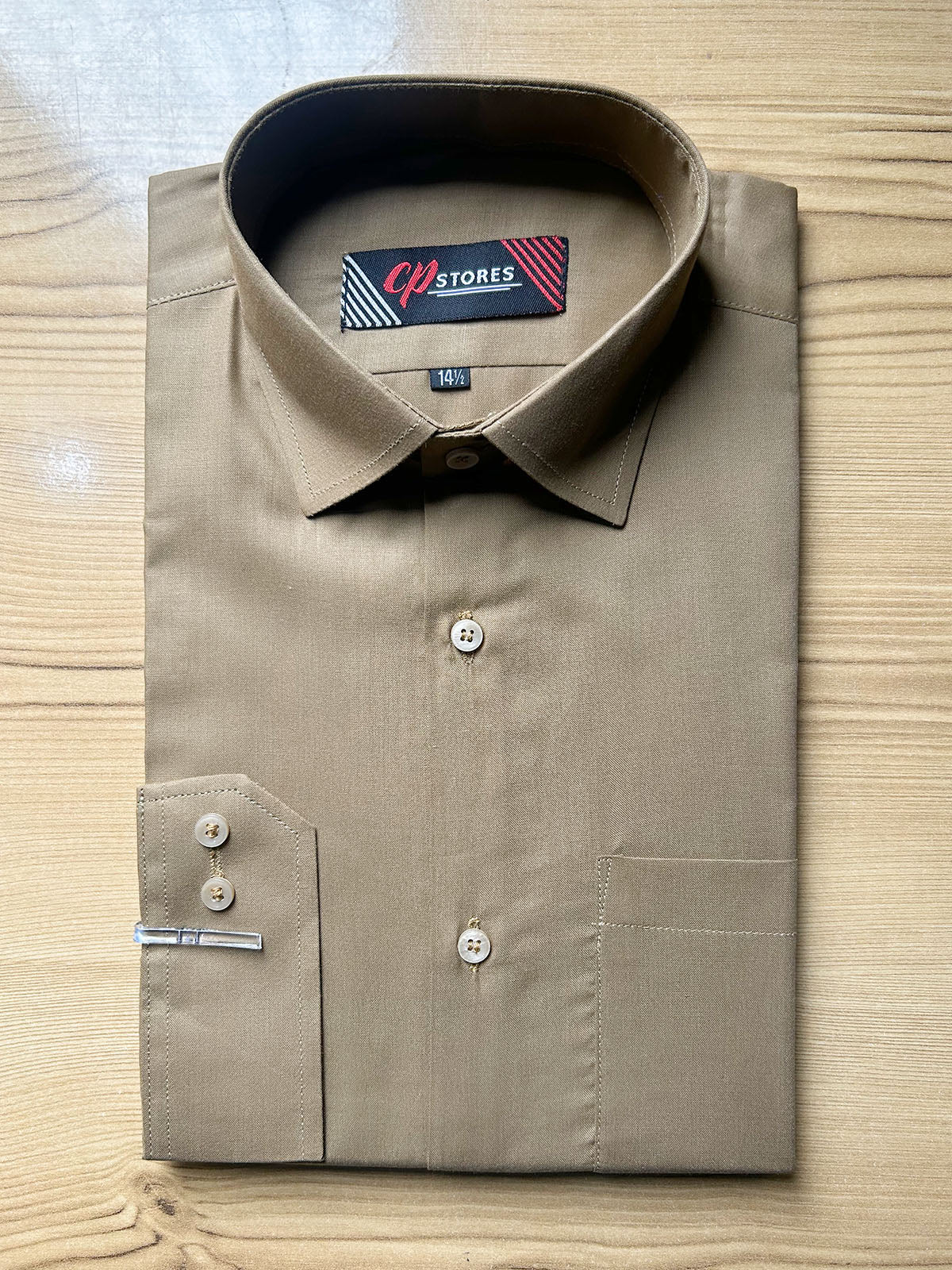 MFS665 Brown Plain Formal Dress Shirt For Men