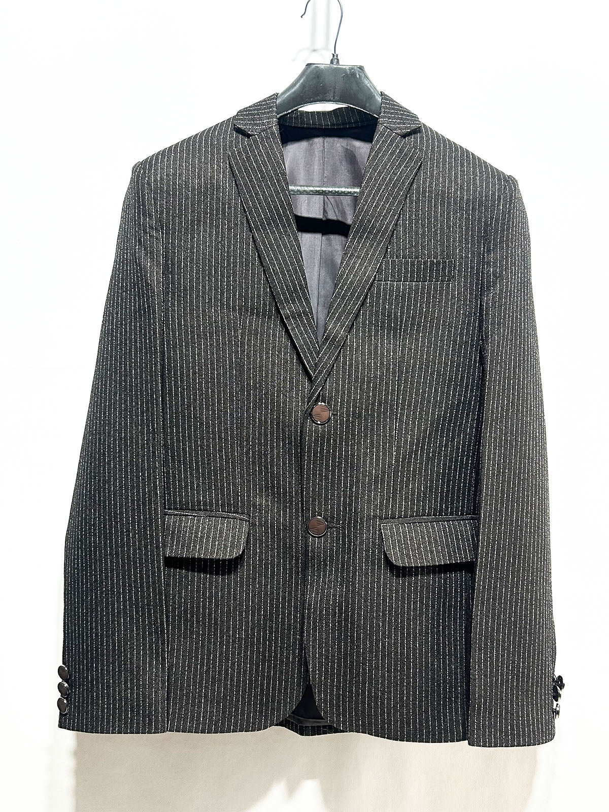 Graphite Grey Pinstripe Casual Coat Blazer for Men