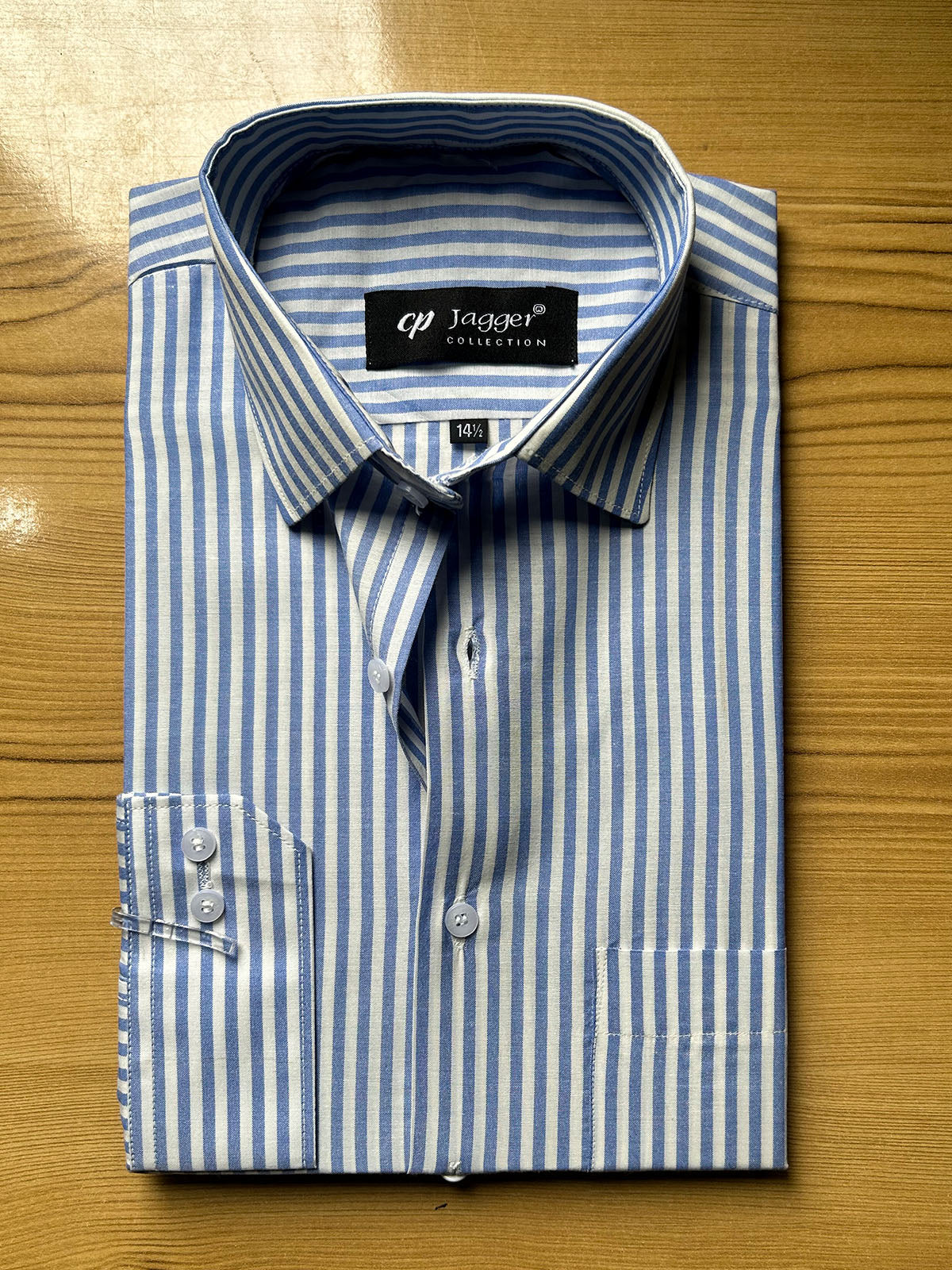 MFS636 Blue Lined Formal Dress Shirt For Men