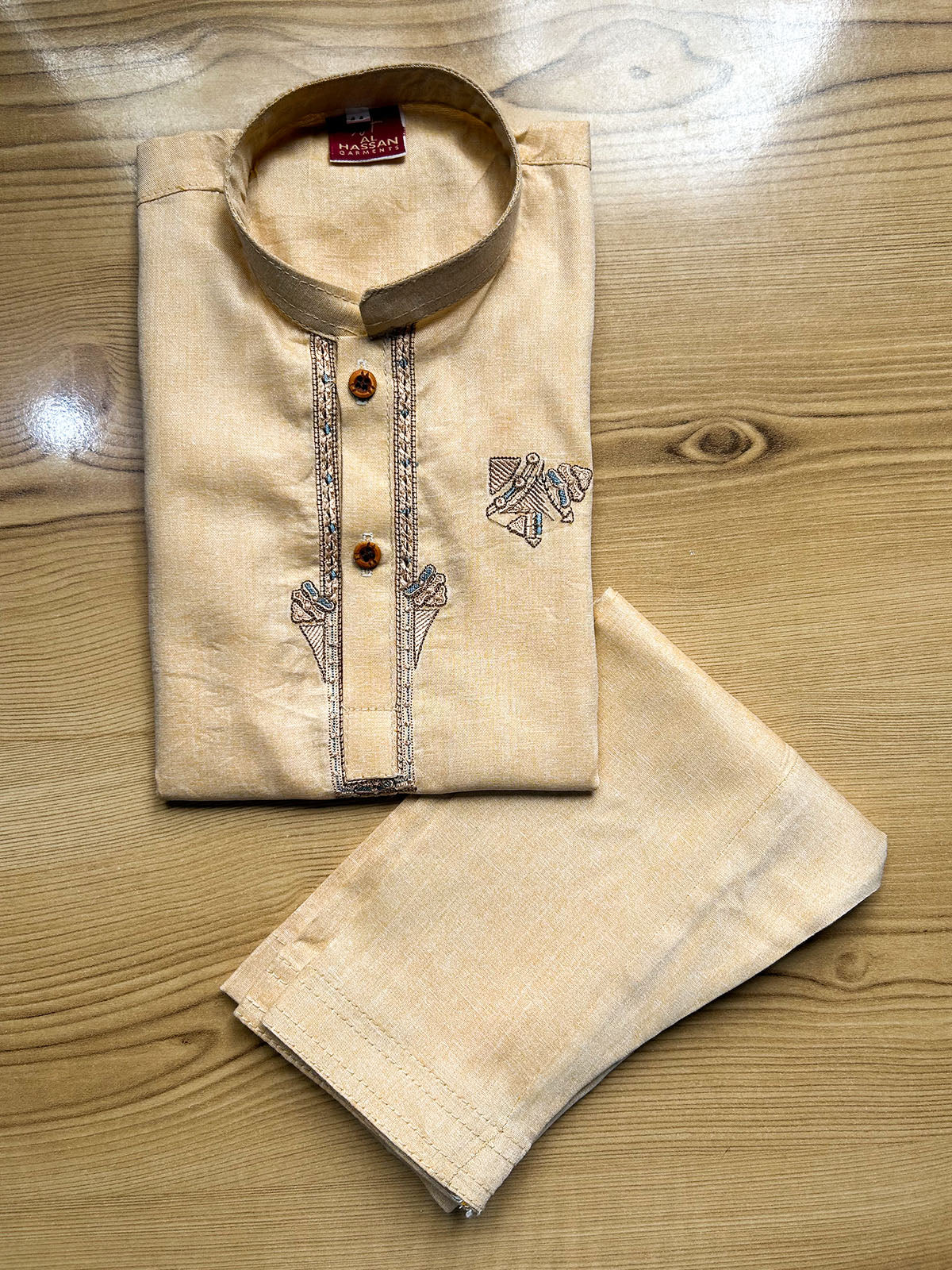 2Yrs - 14Yrs Light Fawn Kameez Shalwar Suit For Boys BKS216