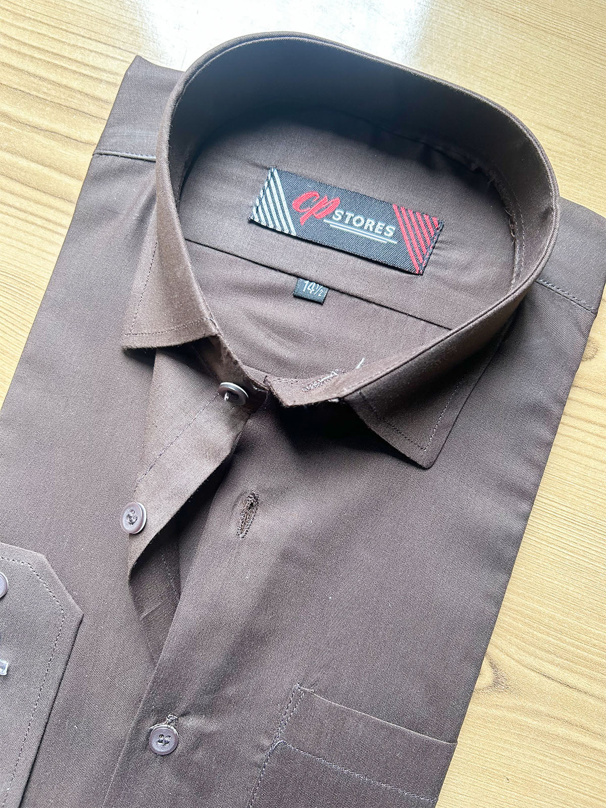 MFS664 Dark Brown Plain Formal Dress Shirt For Men