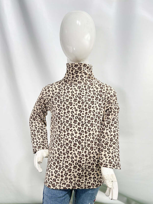 1.5Yr - 5Yrs Brown Floral High Neck For Girls TB GHN09