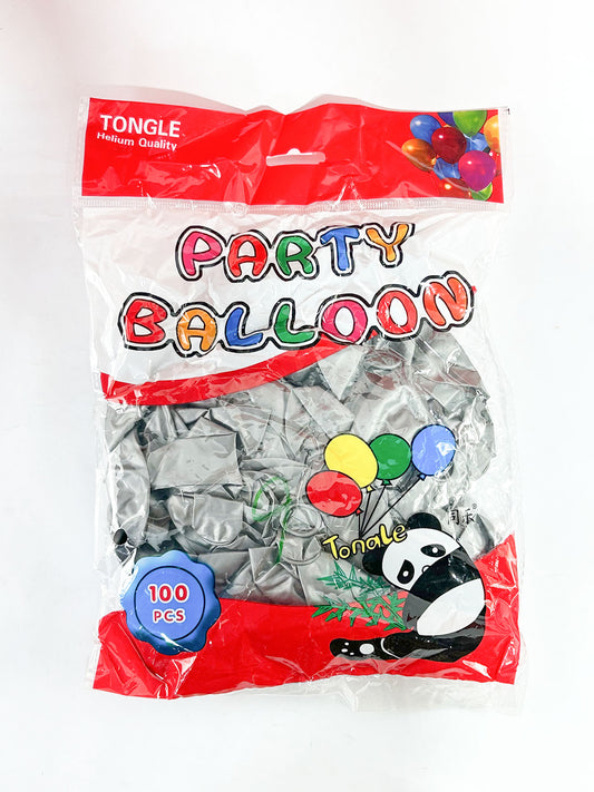 Silver Party Balloons - 100 Pcs