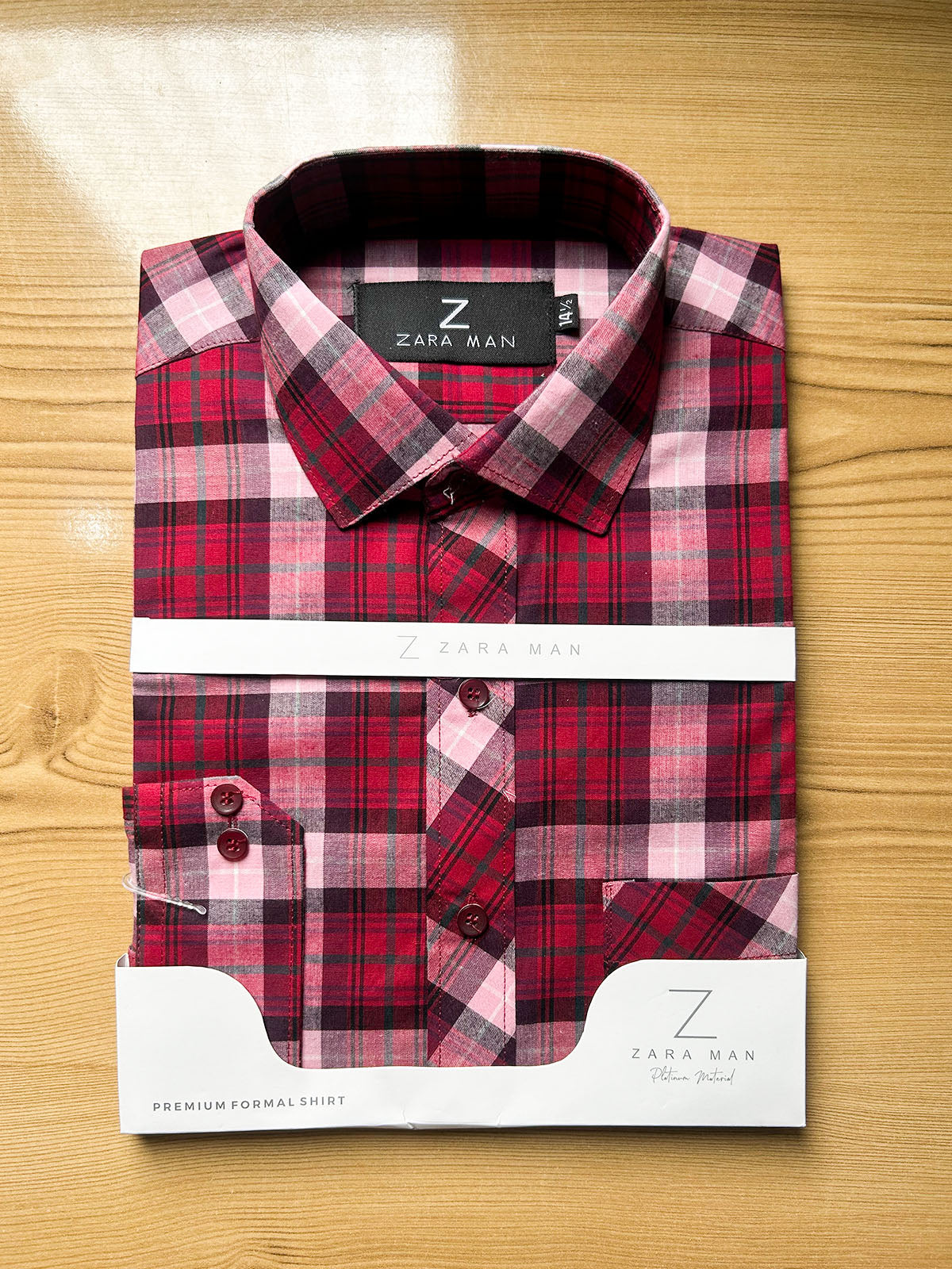 MFS624 Red Check Formal Dress Shirt For Men