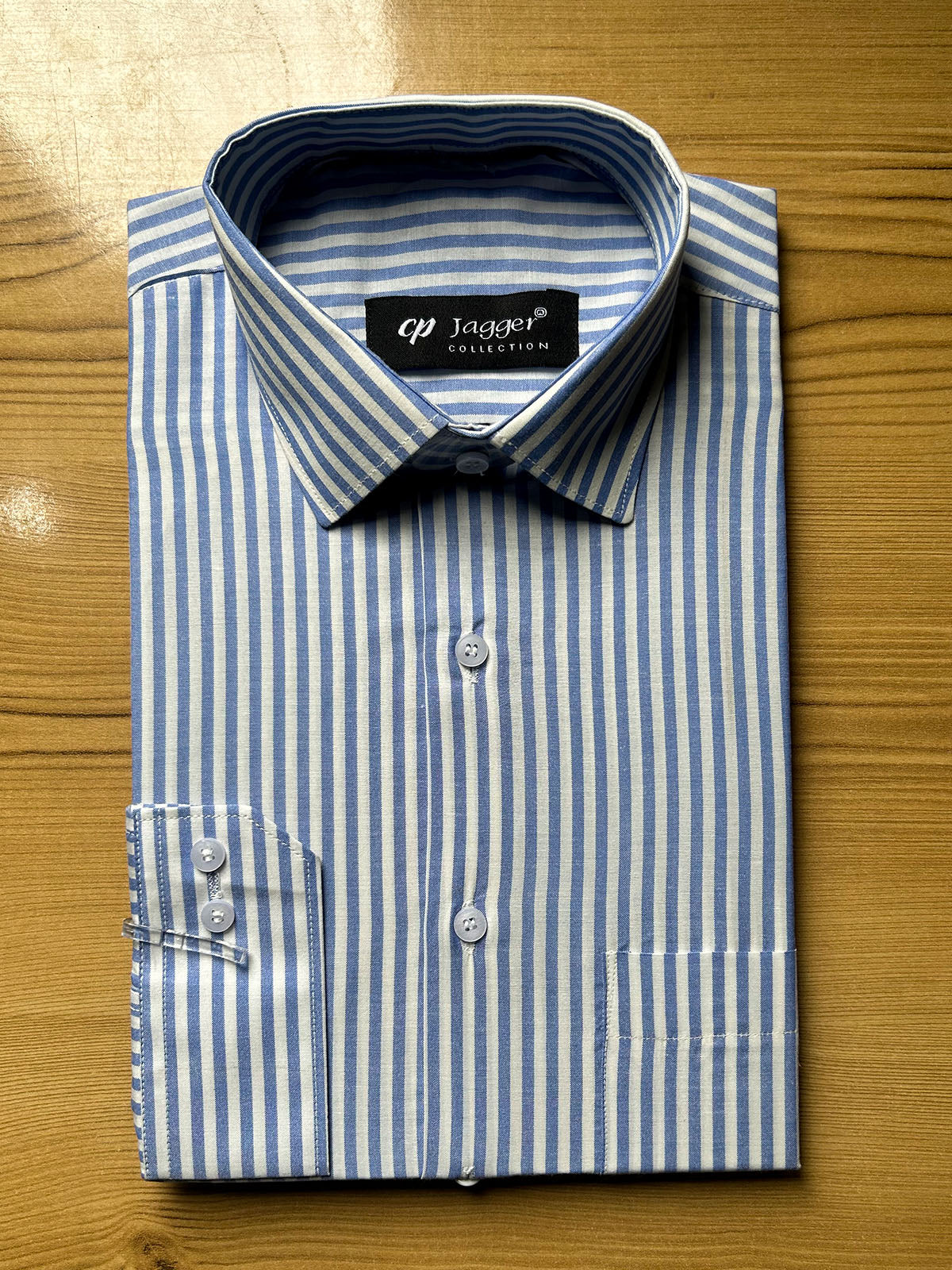 MFS636 Blue Lined Formal Dress Shirt For Men
