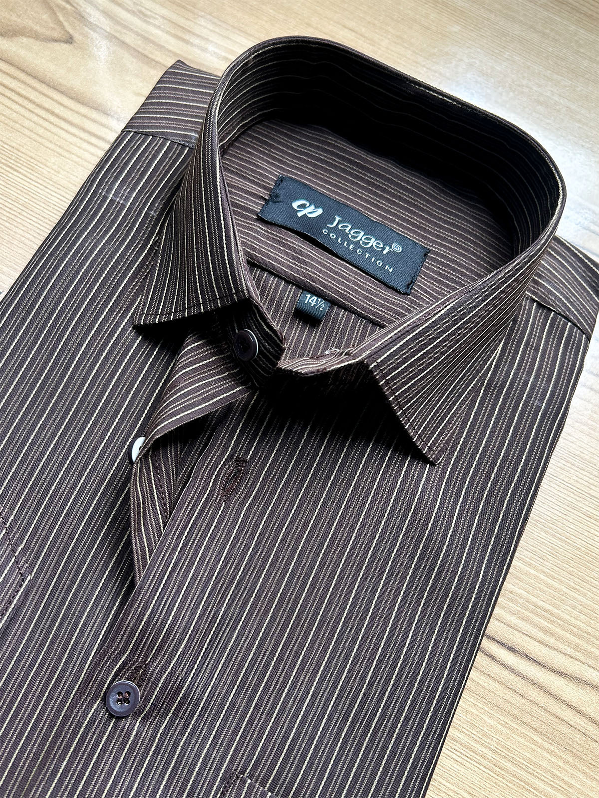 MFS630 Brown Lined Formal Dress Shirt For Men