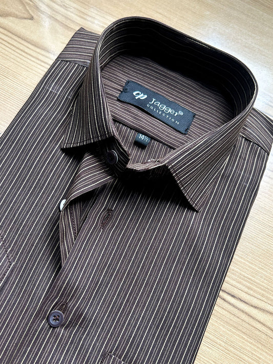 MFS630 Brown Lined Formal Dress Shirt For Men