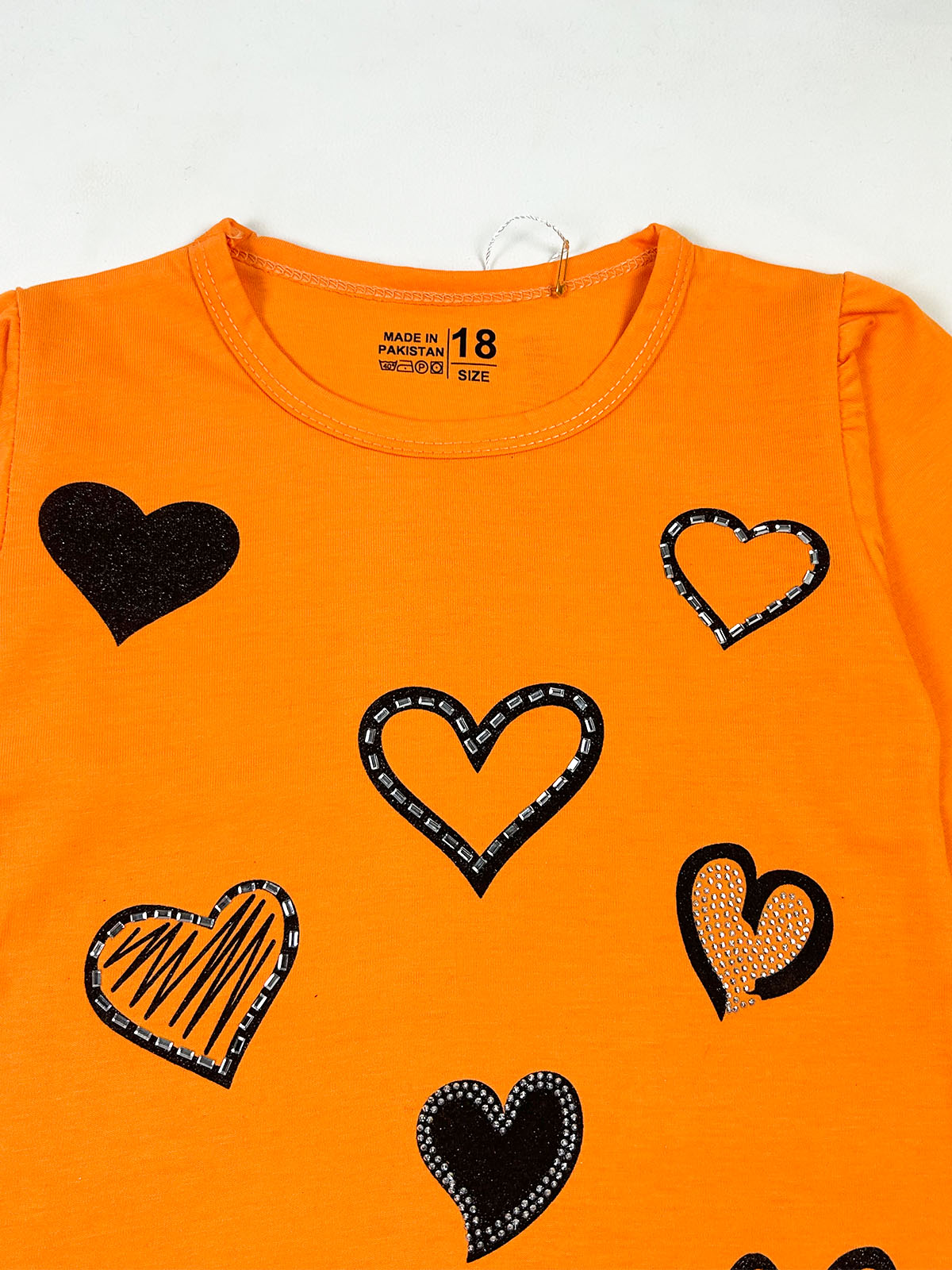 3Yrs - 8Yrs Heart Orange T-Shirt For Girls GTS142