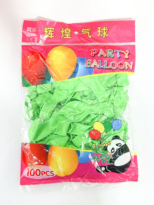 Green Party Balloons - 100 Pcs