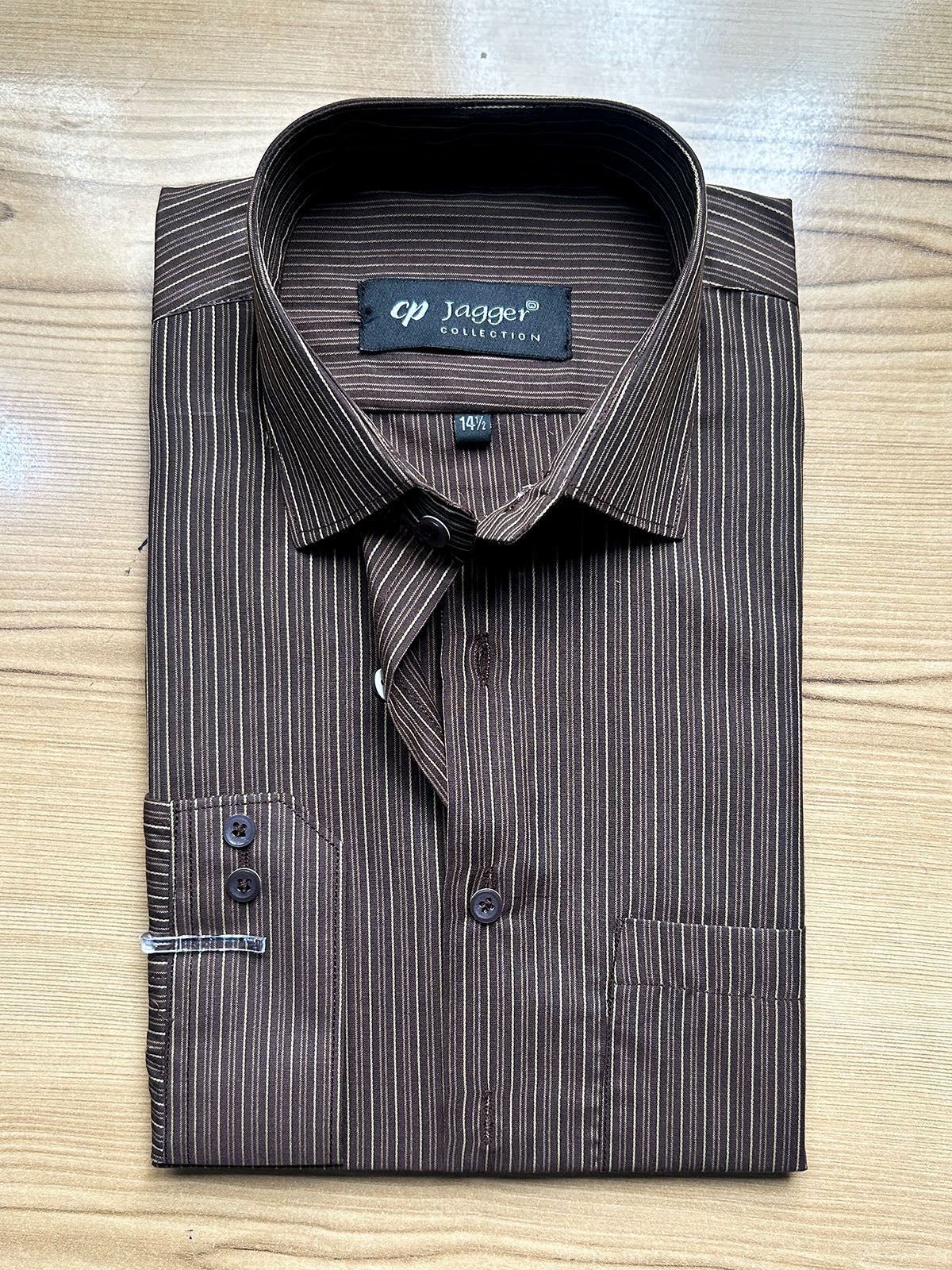 MFS630 Brown Lined Formal Dress Shirt For Men