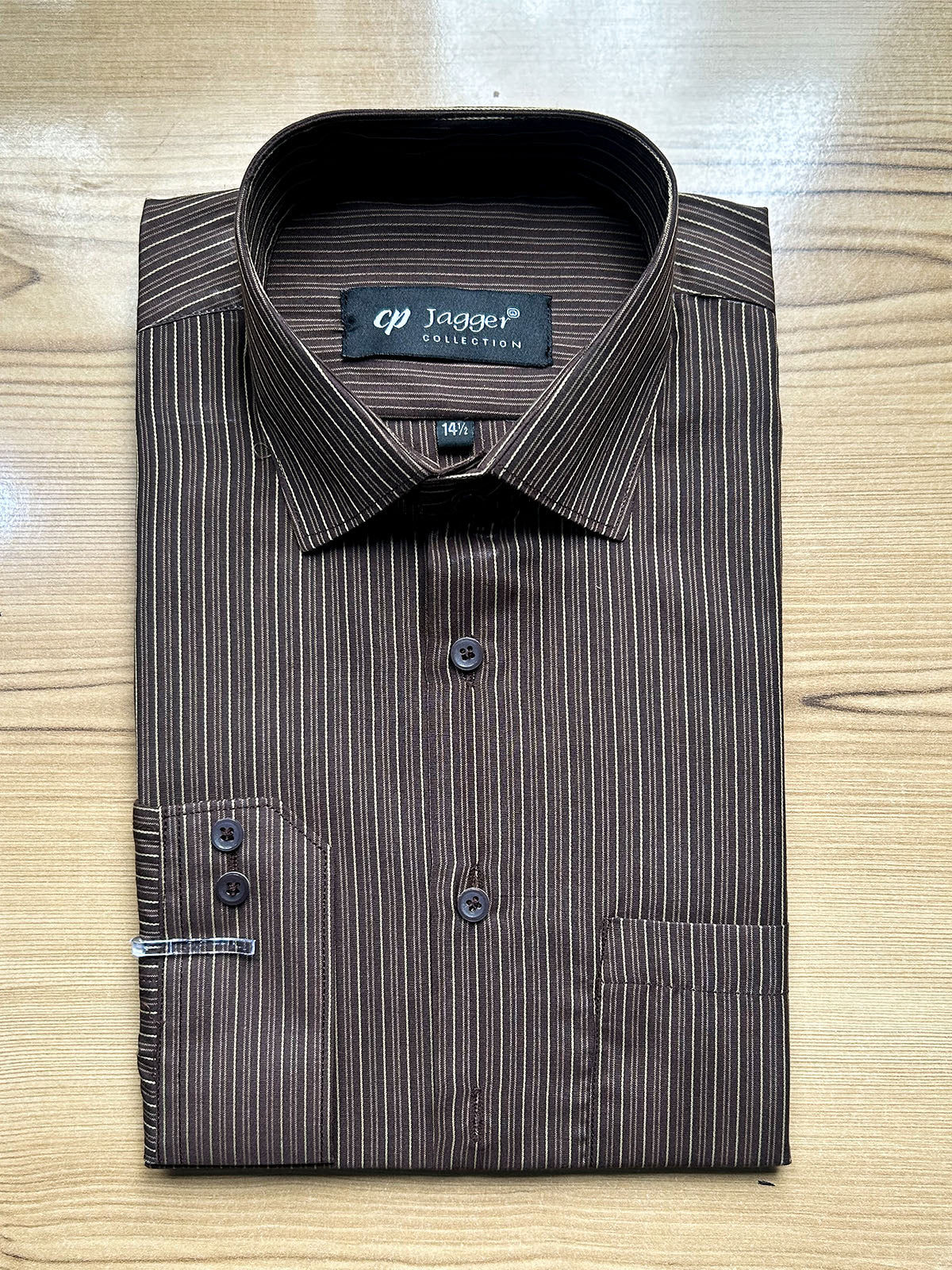 MFS630 Brown Lined Formal Dress Shirt For Men
