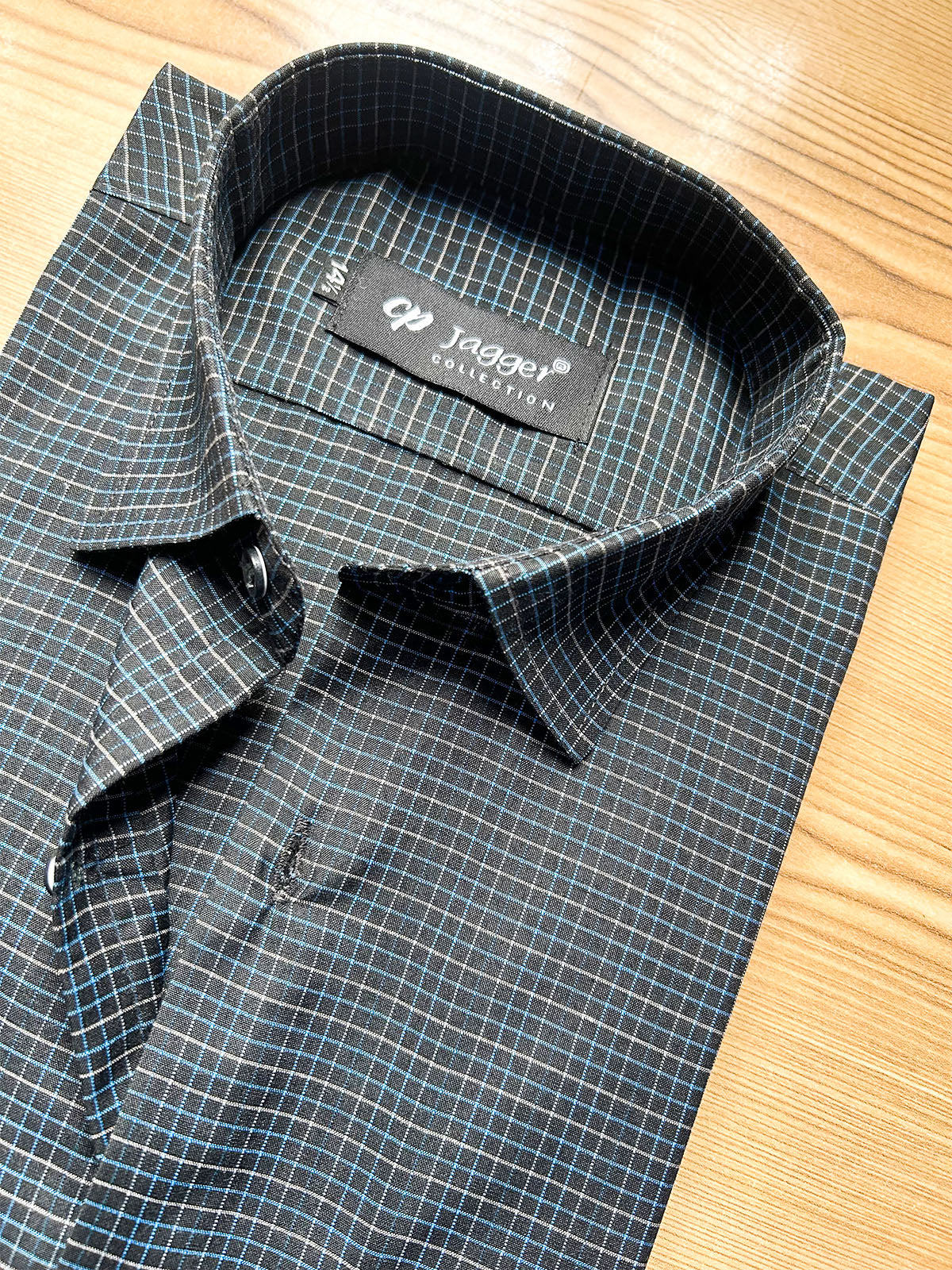 MFS690 Men's Formal Dress Shirt Blue Mini Checks