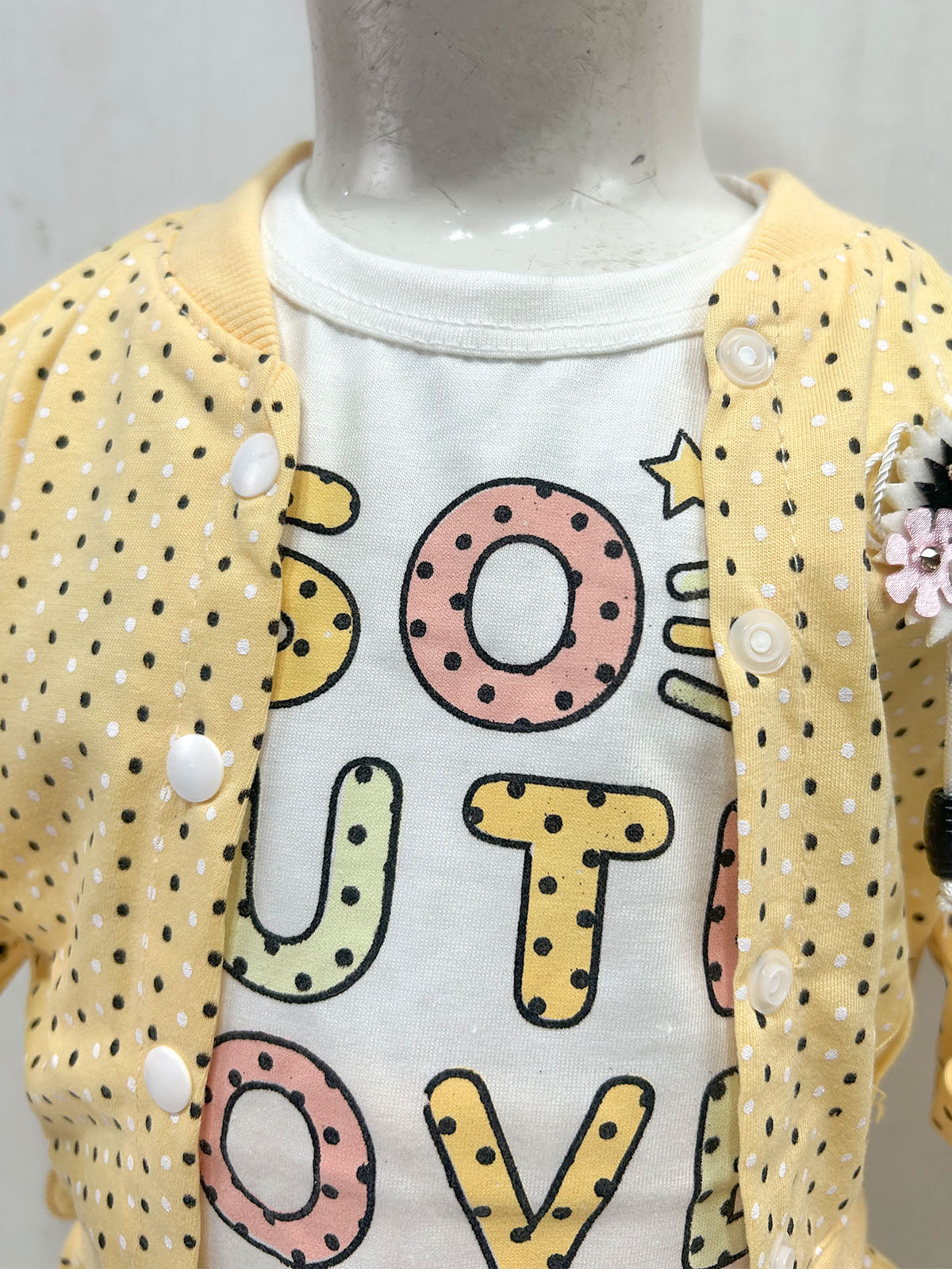 1Yr - 4Yrs Dotted Love Yellow Suit For Girls GS570